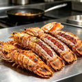 Wild caught shell-on prawn tails on ice (2)